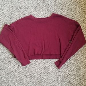 Maroon cropped long sleeve top forever 21